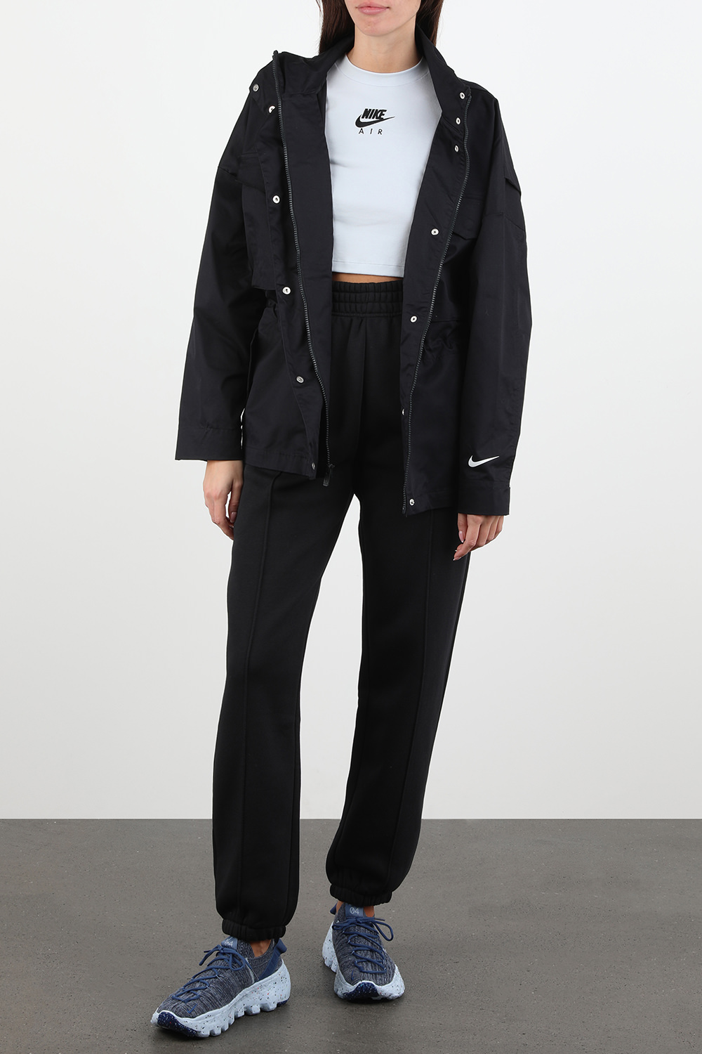 חולצת קרופ עם לוגו נייק אייר בגוון אפור